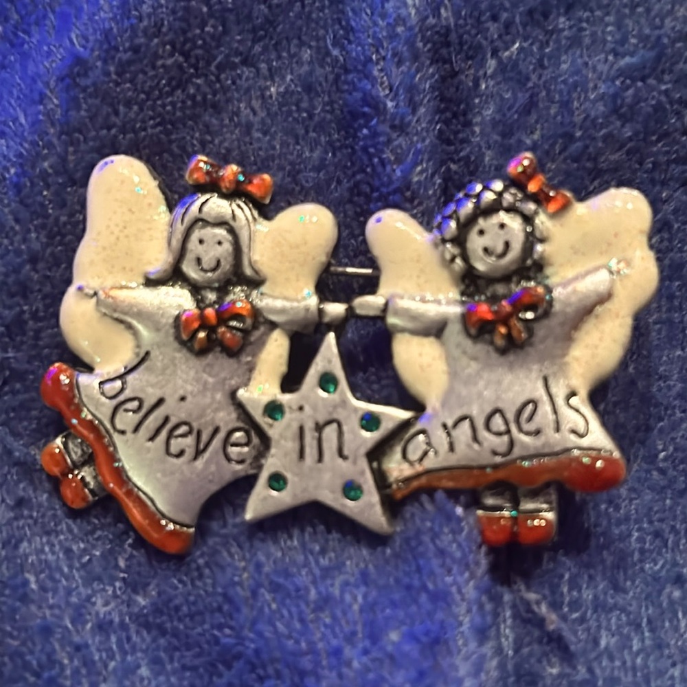 Believe in Angels  pewter and enamel pin